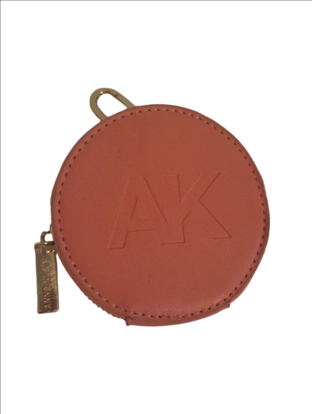 Anne Klein Coral Round Clip On Change Coin Purse Pouch NWOT